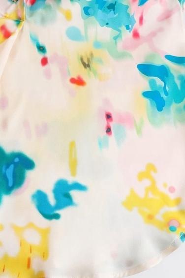 Fanny Baskılı Saten Bluz