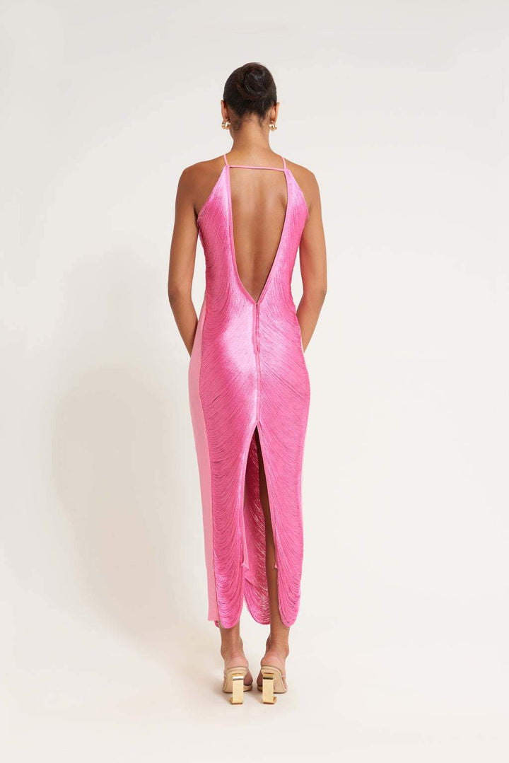 Felicia Boyundan Bağlamalı Püskül Midi Elbise