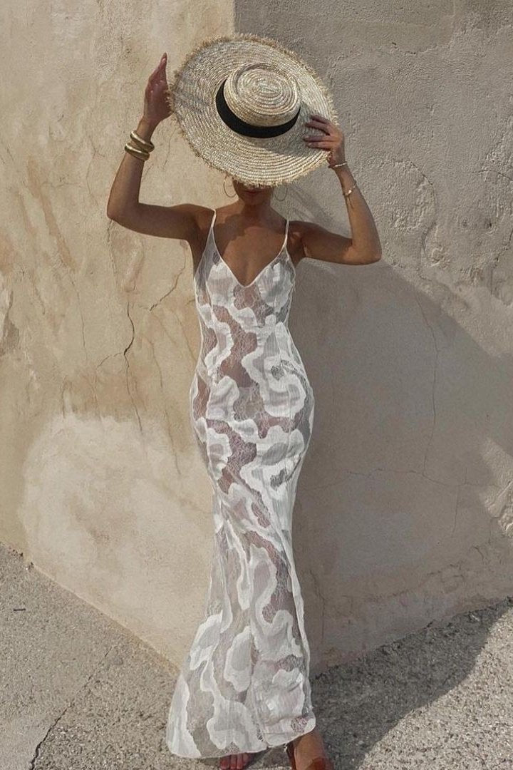 Florence Yarı Transparan Maxi Slip Elbise