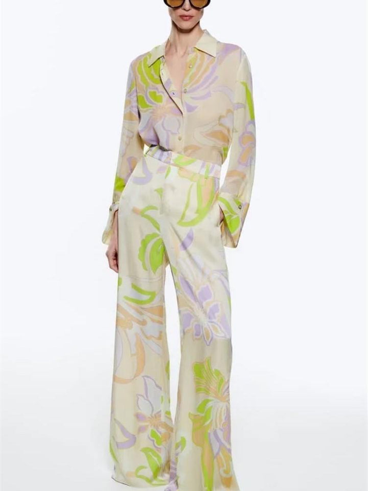 Flow Baskılı Bluz Takım