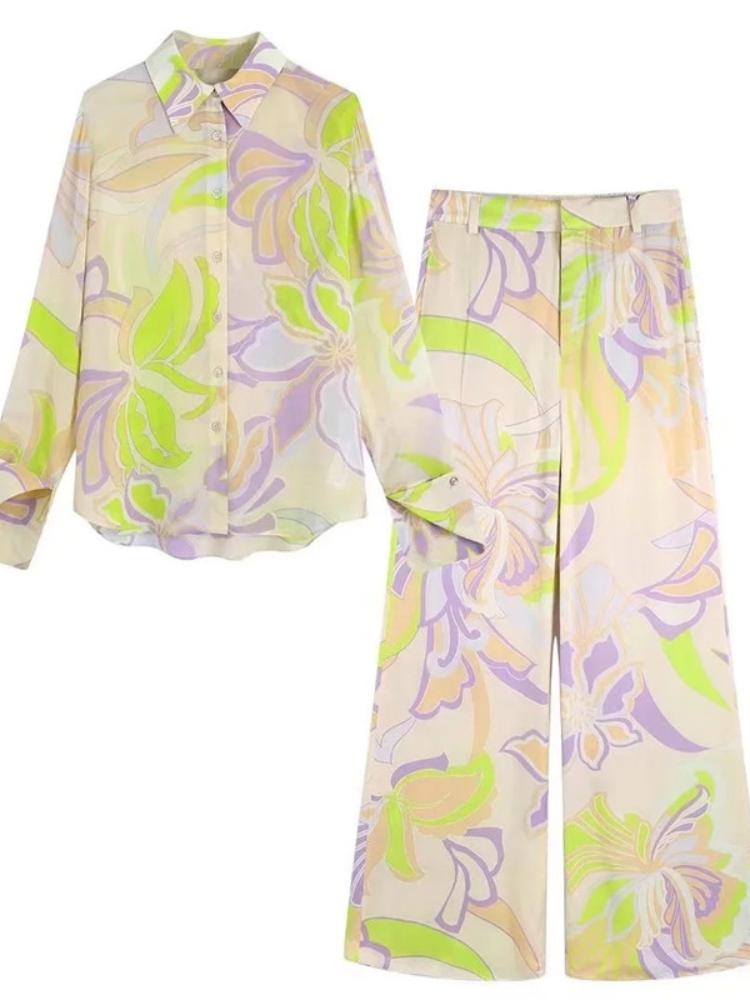 Flow Baskılı Bluz Takım