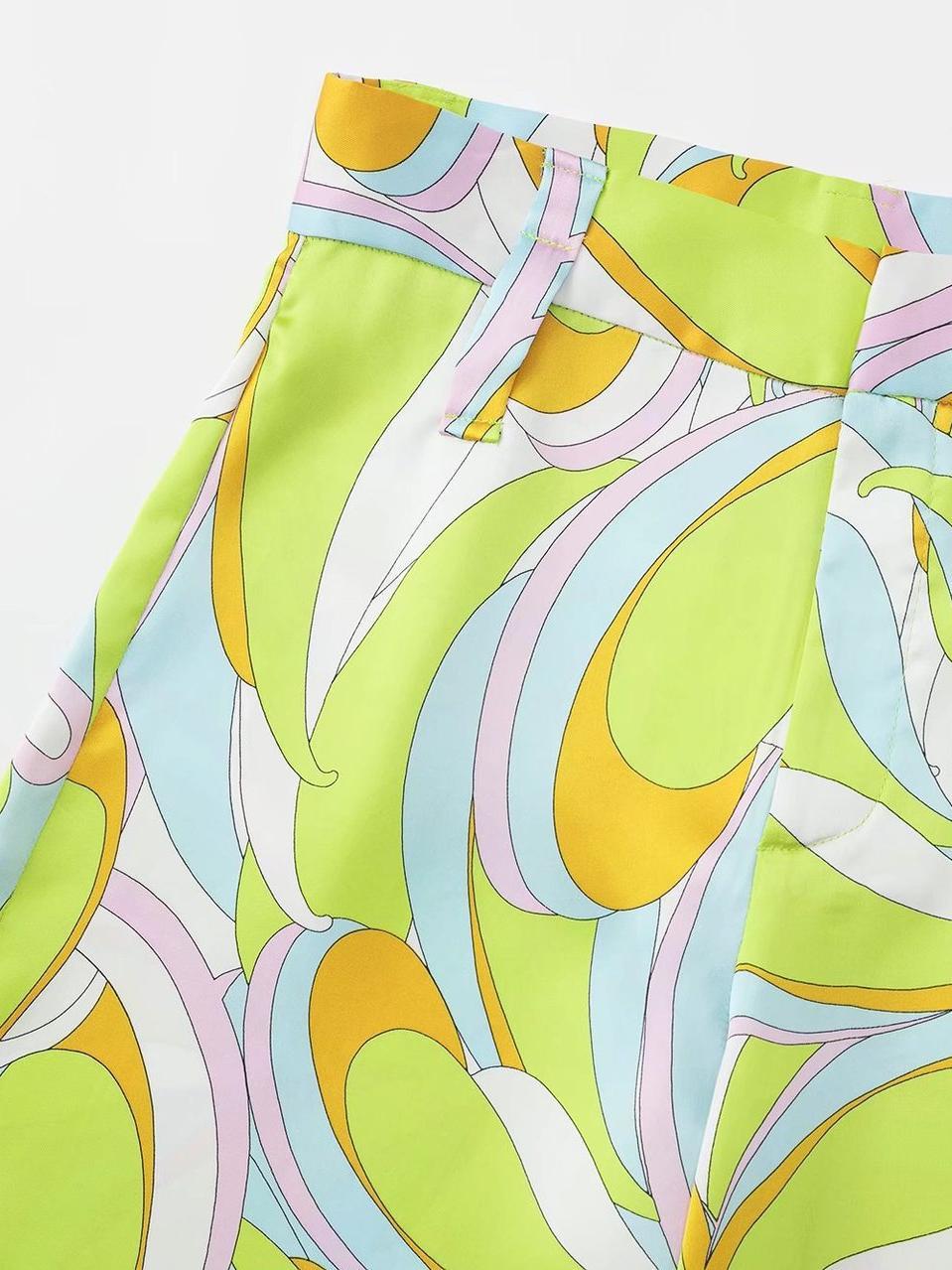 Flow Baskılı Geniş Paça Pantolon