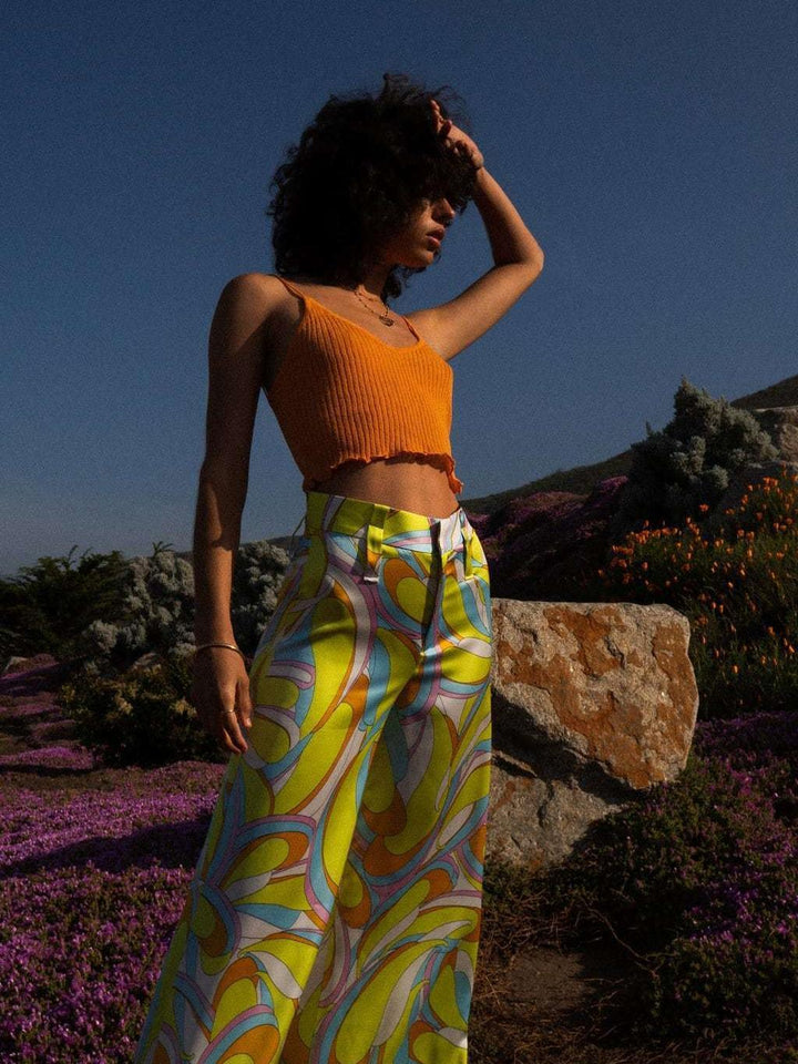 Flow Baskılı Geniş Paça Pantolon