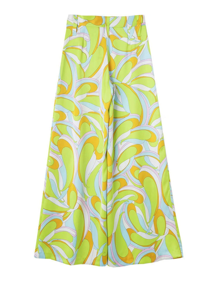 Flow Baskılı Geniş Paça Pantolon