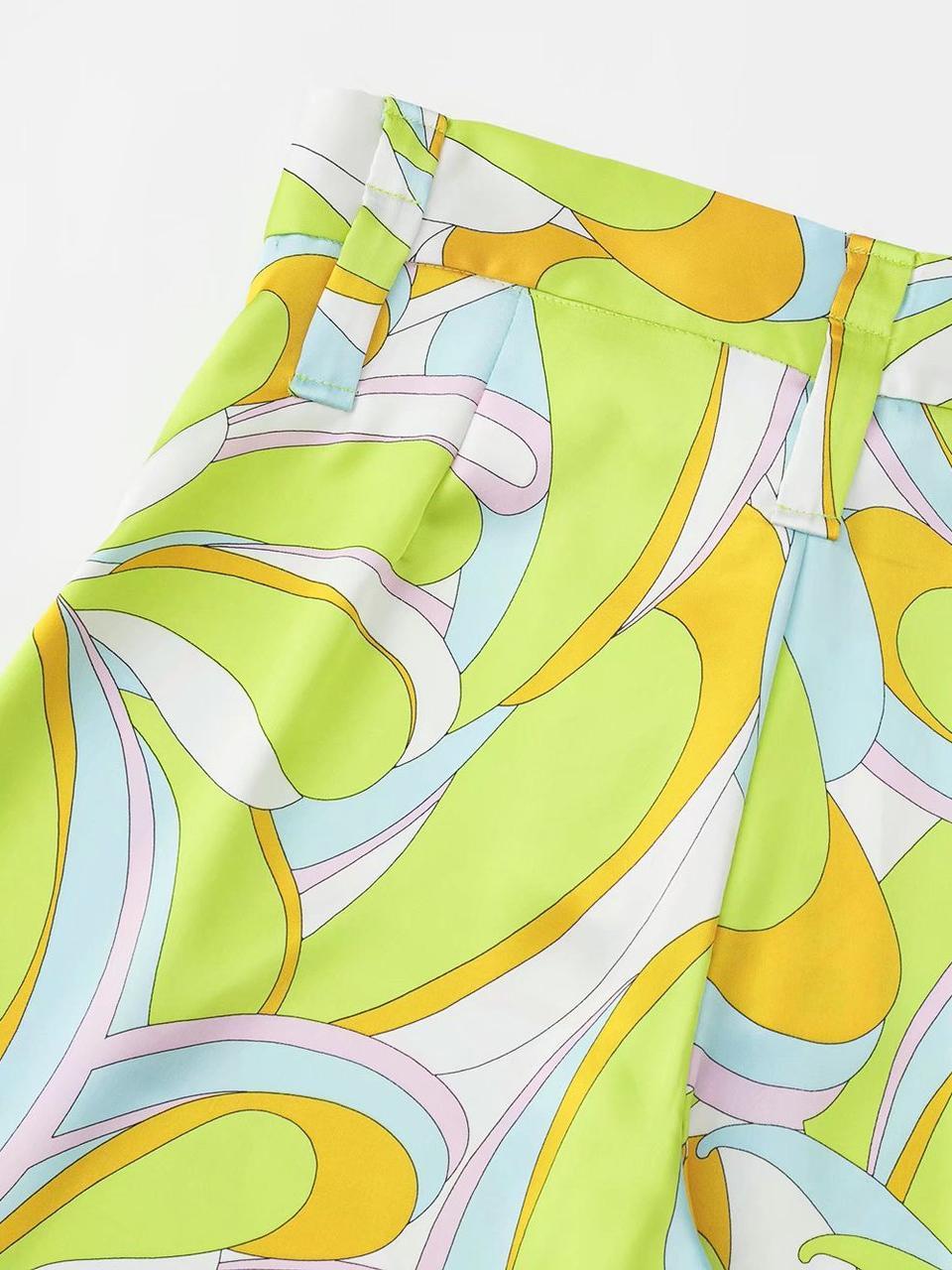 Flow Baskılı Geniş Paça Pantolon