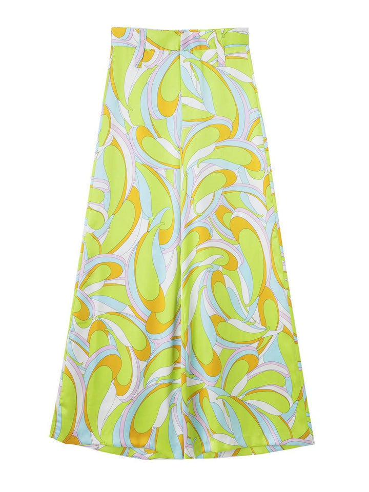 Flow Baskılı Geniş Paça Pantolon