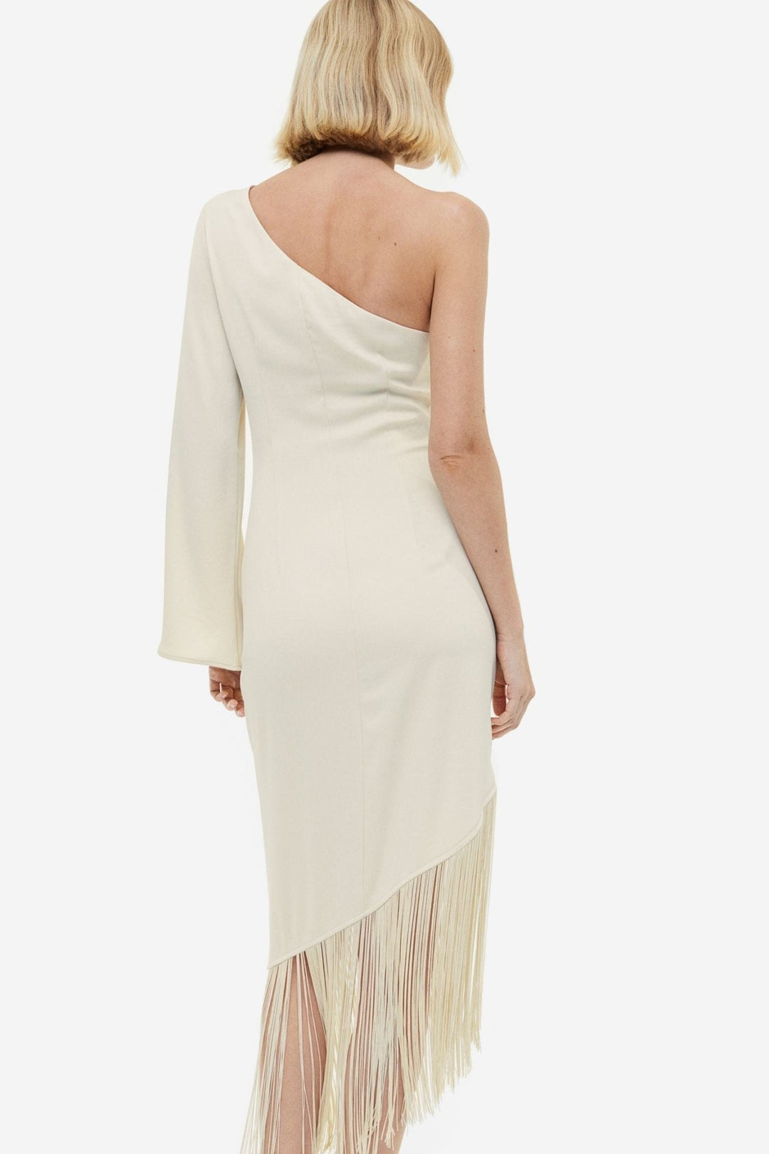 Fran Tek Omuz Püsküllü Midi Elbise