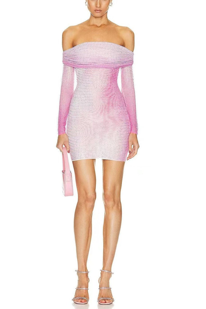 Gemma Baskılı Diamante Mini Elbise