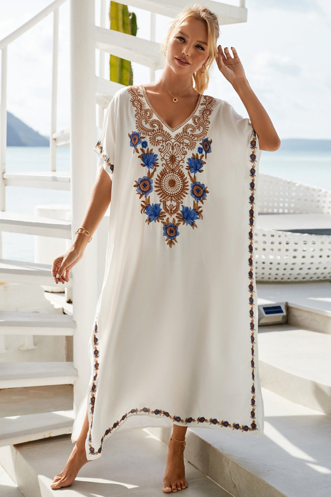 Gen İşlemeli Maxi Kaftan