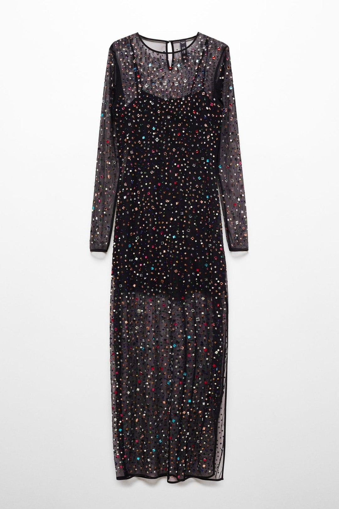 Georgia Diamante Transparan Midi Elbise