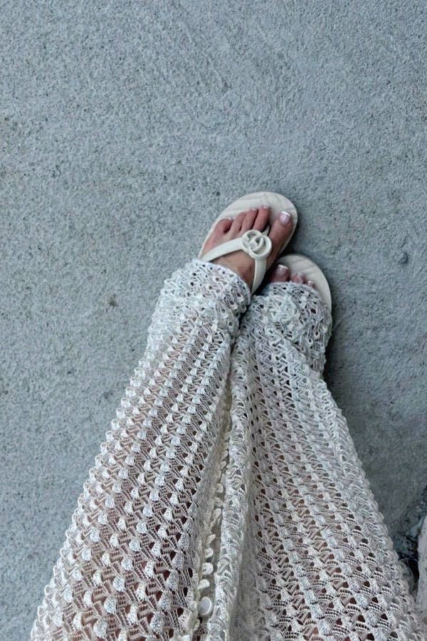 Georgia V Yaka Tığ İşi Maxi Elbise