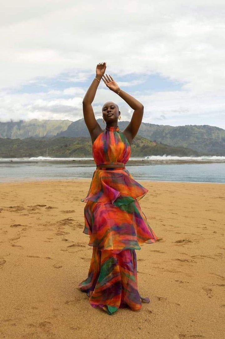 Geraldine Baskılı Katlı Şifon Takım