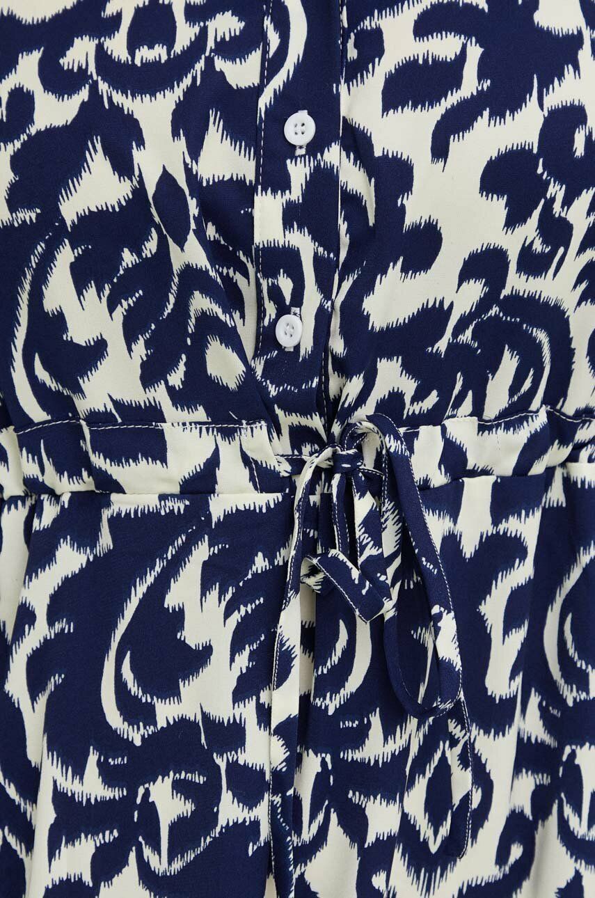 Gertie Baskılı Büzgülü Midi Gömlek Elbise