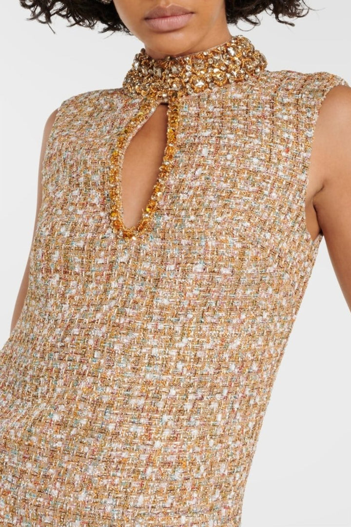 Gill Tweed Taşlı Mini Tüvit Elbise