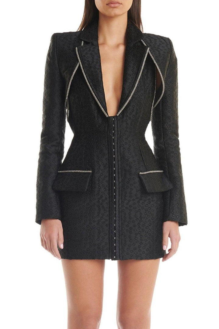 Gloria Diamante Jakarlı İki Parça Mini Blazer Elbise