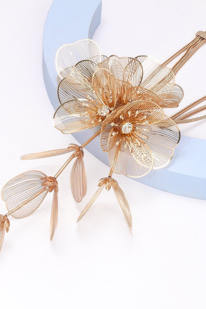 Altın Örgü Pırlanta Çiçek Takı Seti