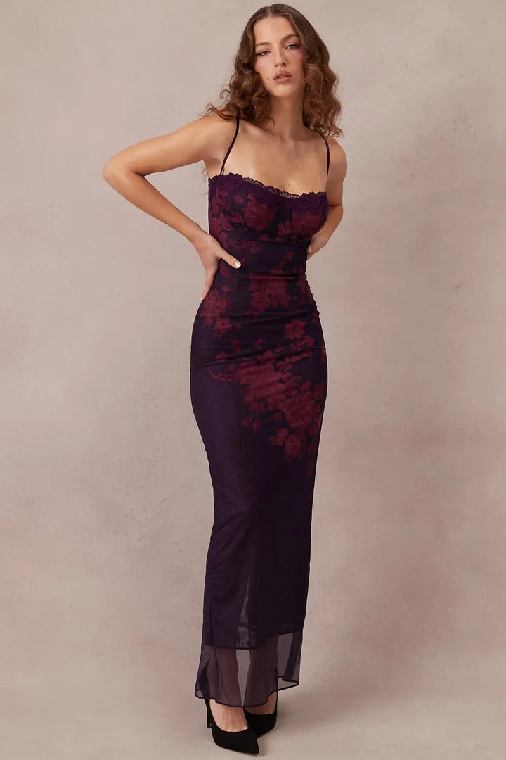 Jodine Göğüs Romantik Dantel Elbise