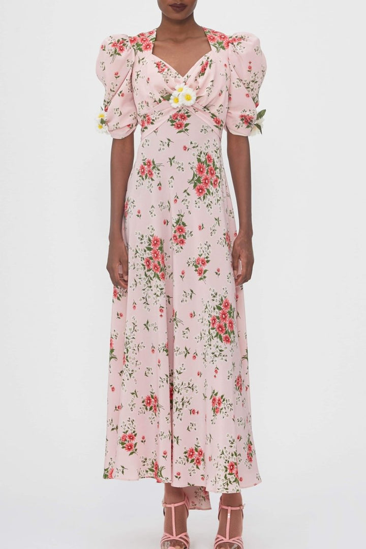Hanna Baskılı Puf Kol Maxi Elbise