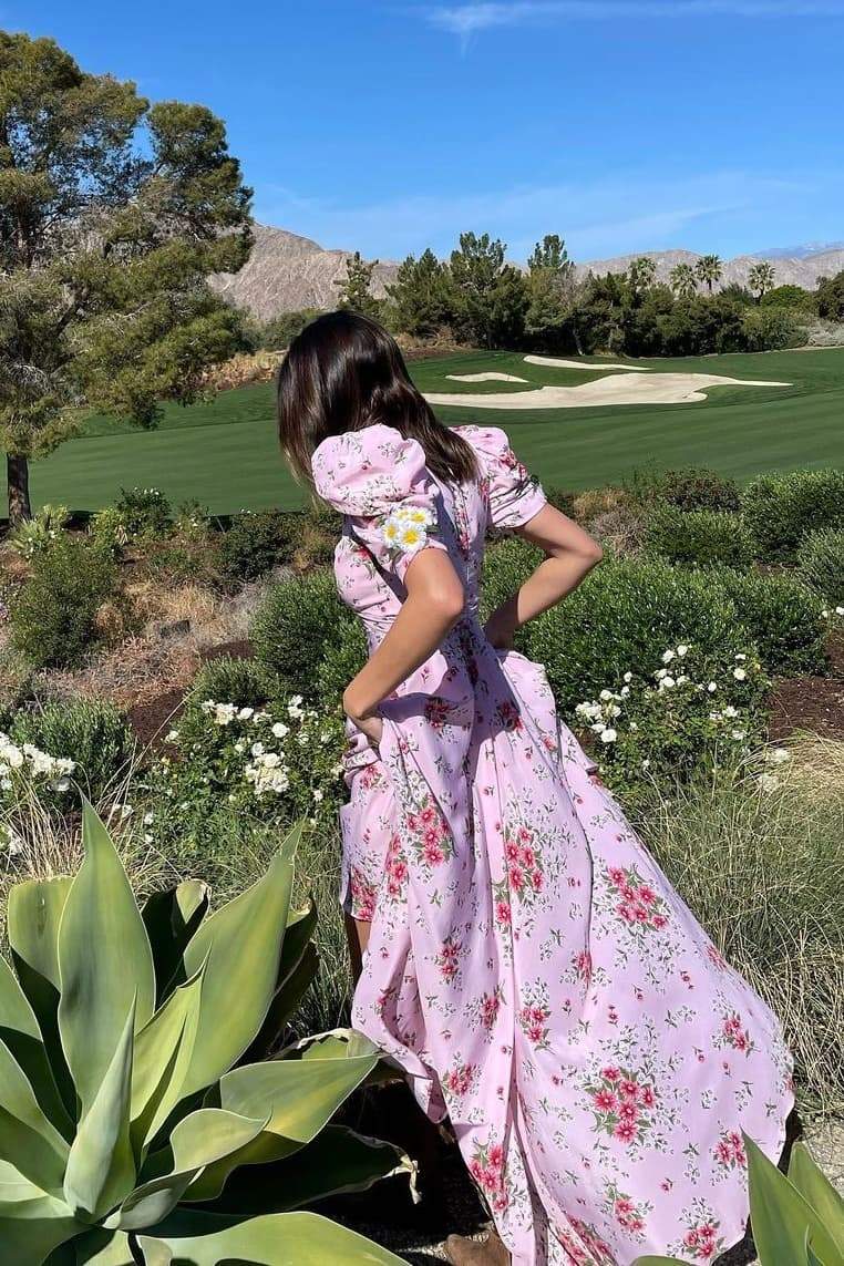 Hanna Baskılı Puf Kol Maxi Elbise