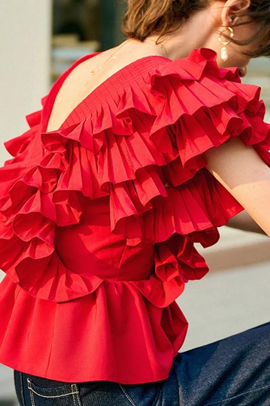 Helen Fırfırlı V Yaka Bluz