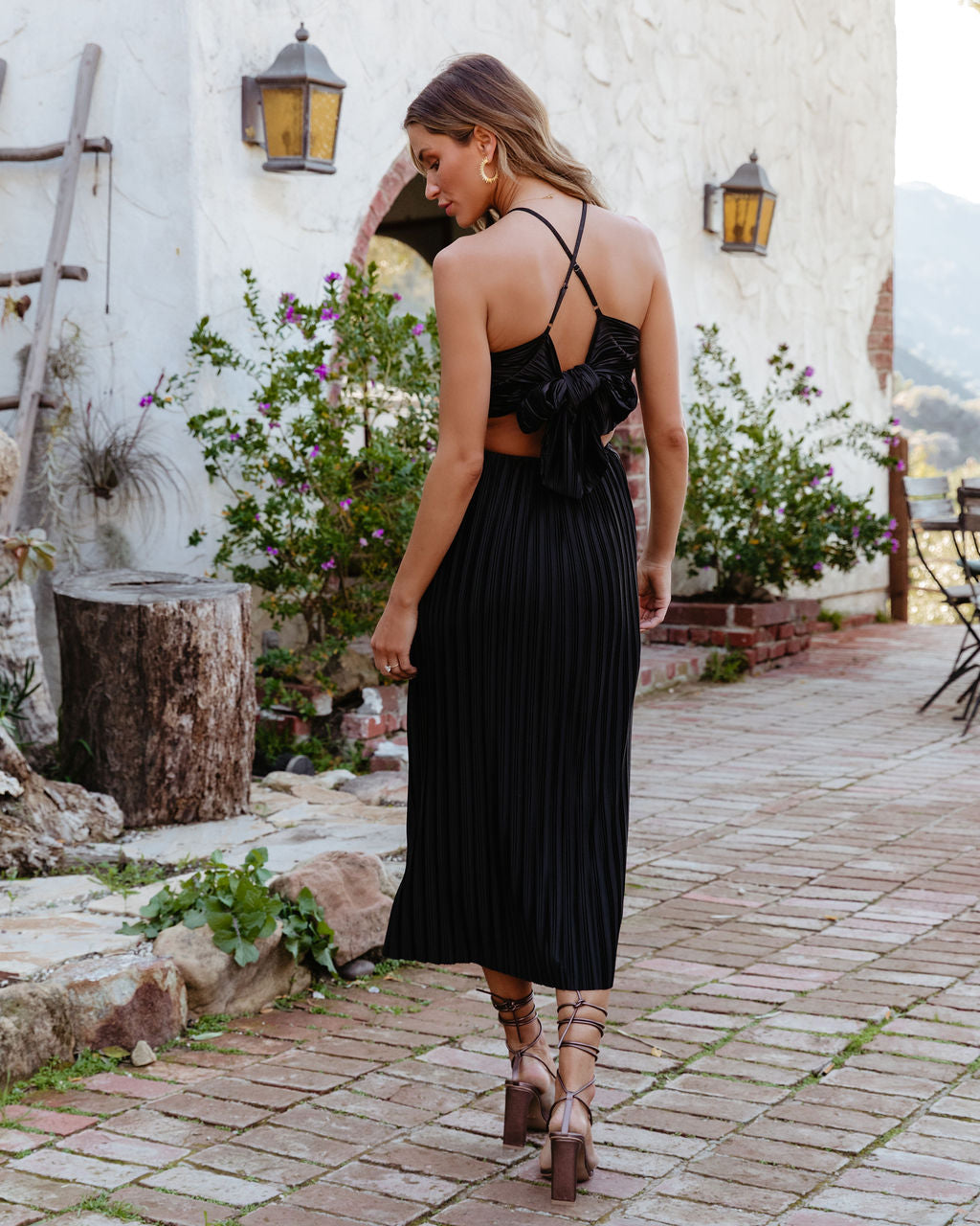 Hollywood Dreams Pileli Arkadan Bağlamalı Midi Elbise