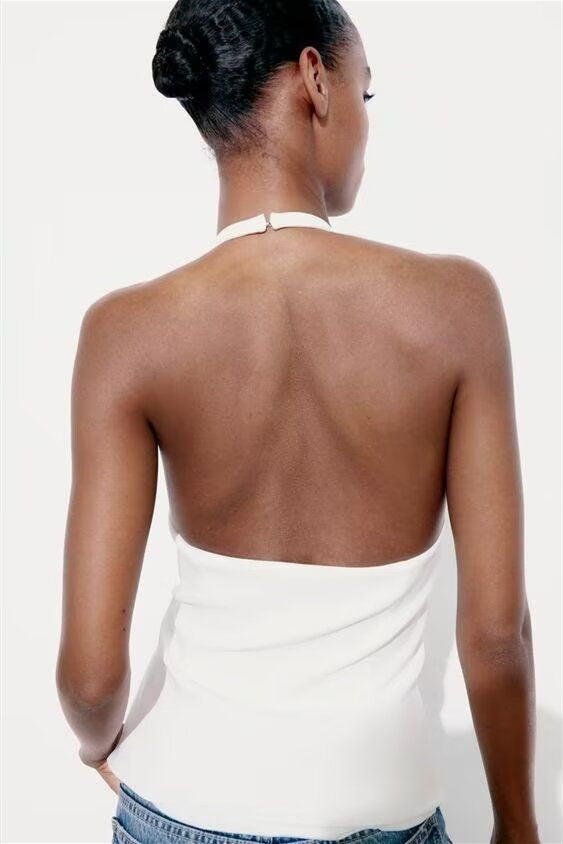 Lesley Taşlı Fiyonklu Boyundan Bağlamalı Tank Top