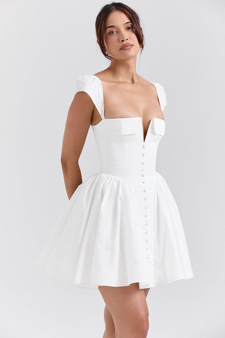 Evelyn Sweetheart Pileli Mini Elbise