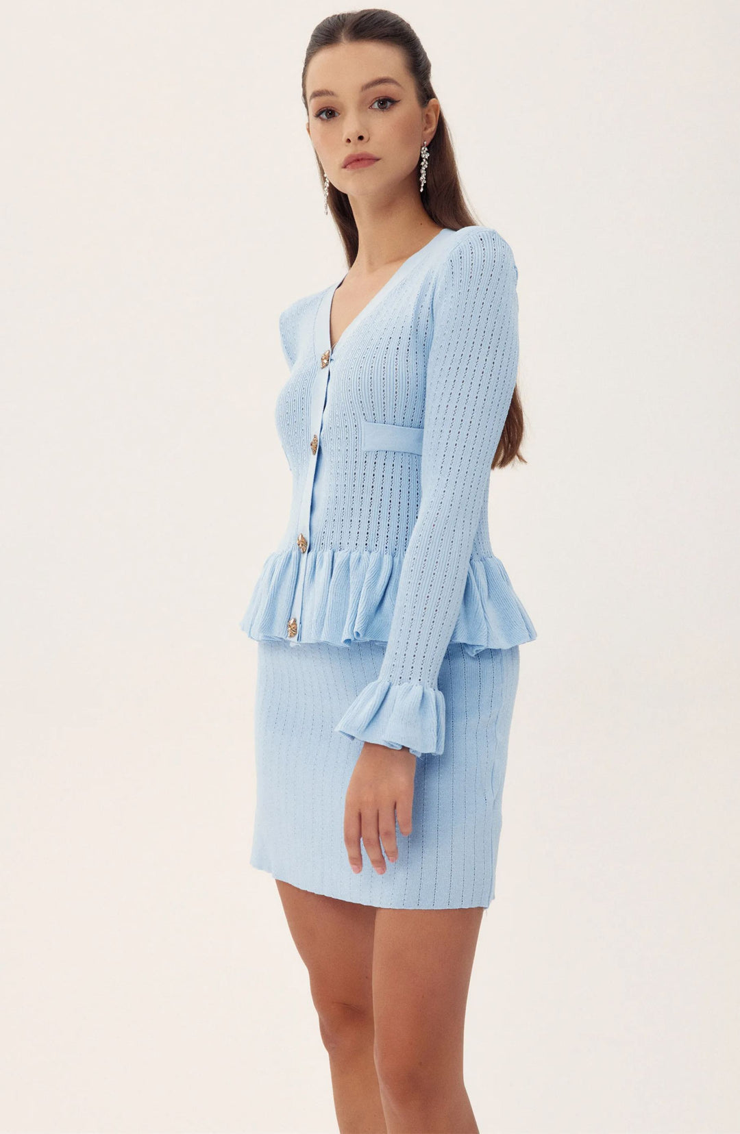 Viola V Yaka Fırfırlı Örgü Takım