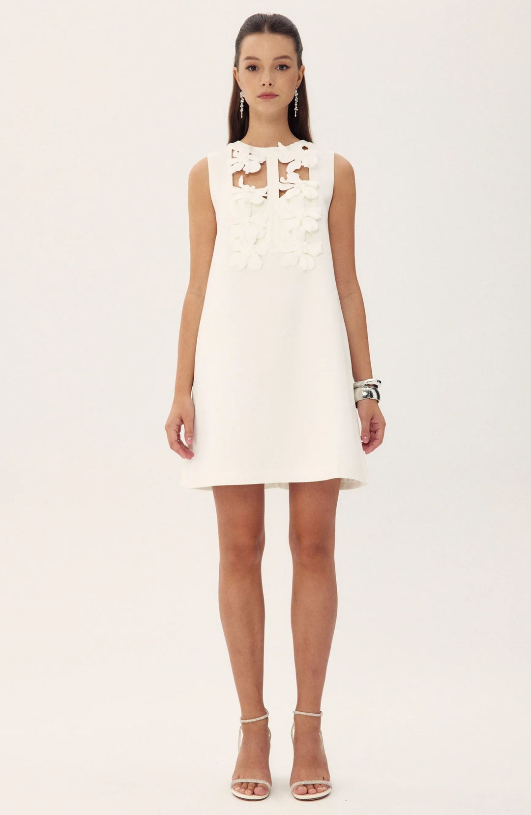 Beverly Çiçek İşlemeli Kesim Mini Elbise