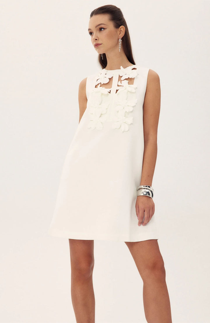 Beverly Çiçek İşlemeli Kesim Mini Elbise