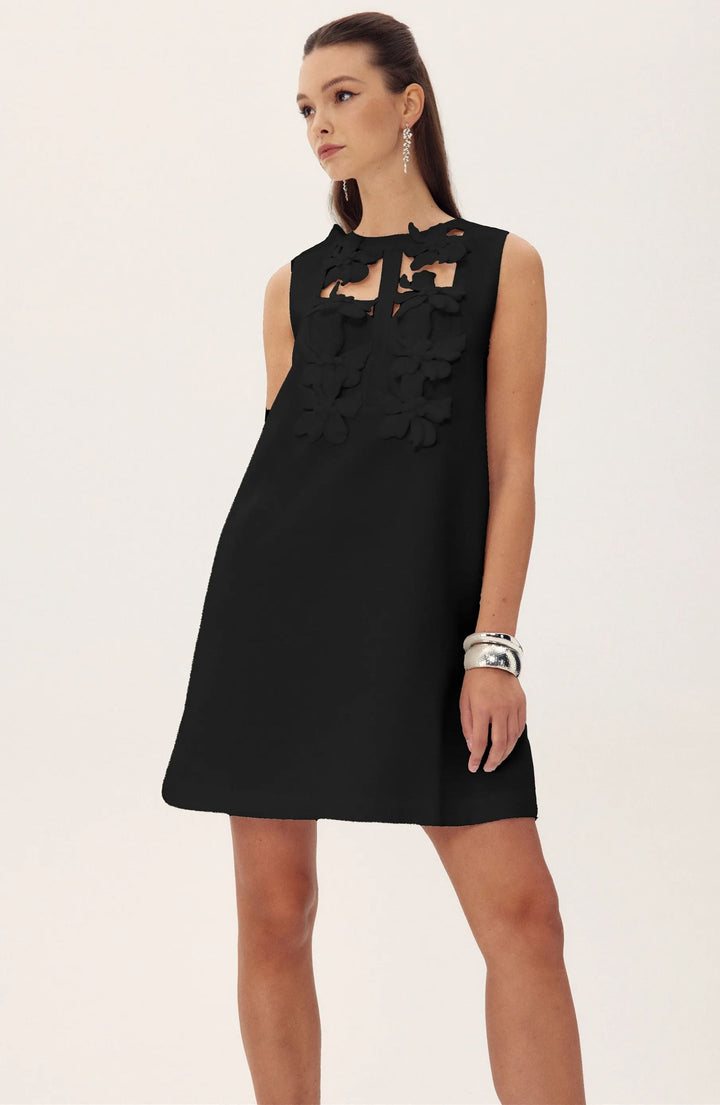 Beverly Çiçek İşlemeli Kesim Mini Elbise