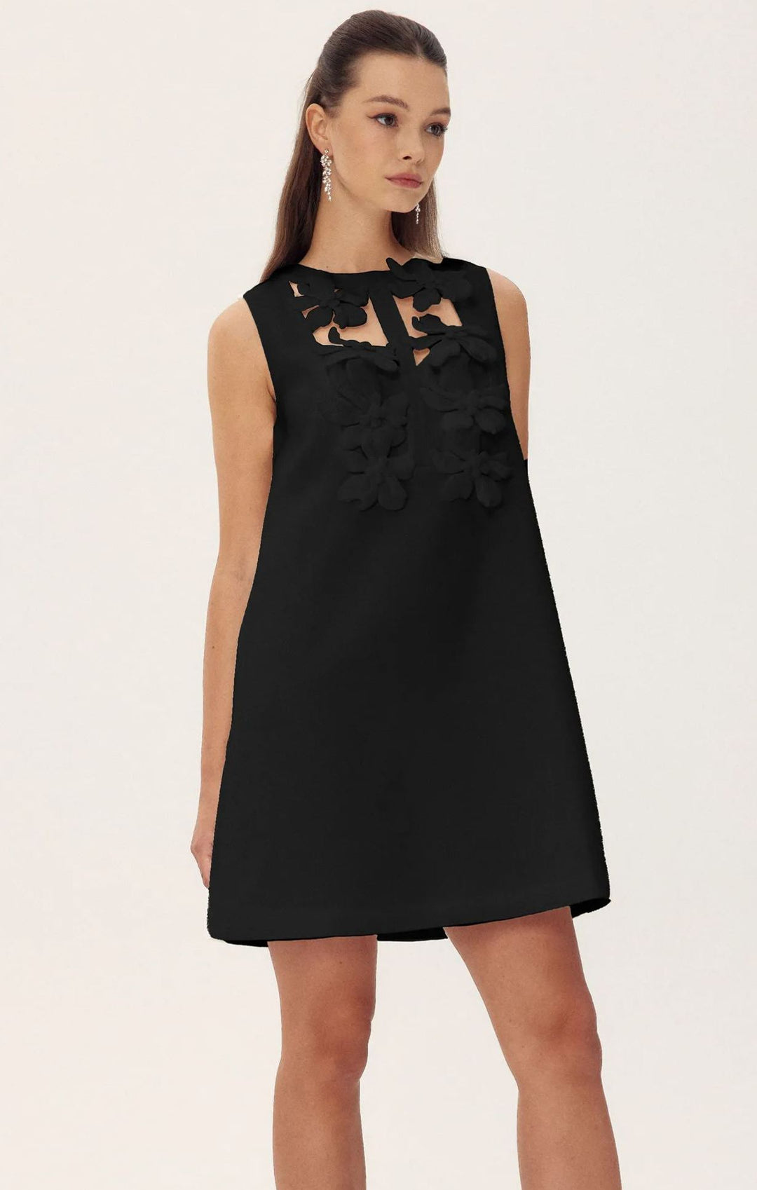 Beverly Çiçek İşlemeli Kesim Mini Elbise