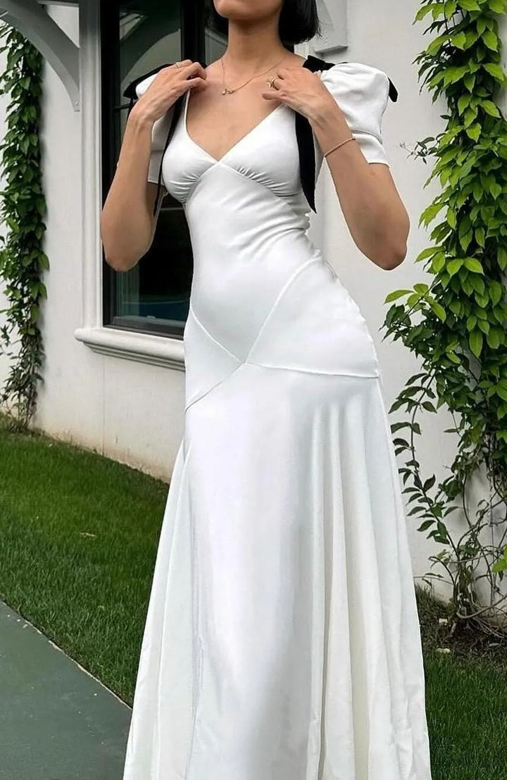 Lesley Papyonlu Puf Kol Maxi Elbise