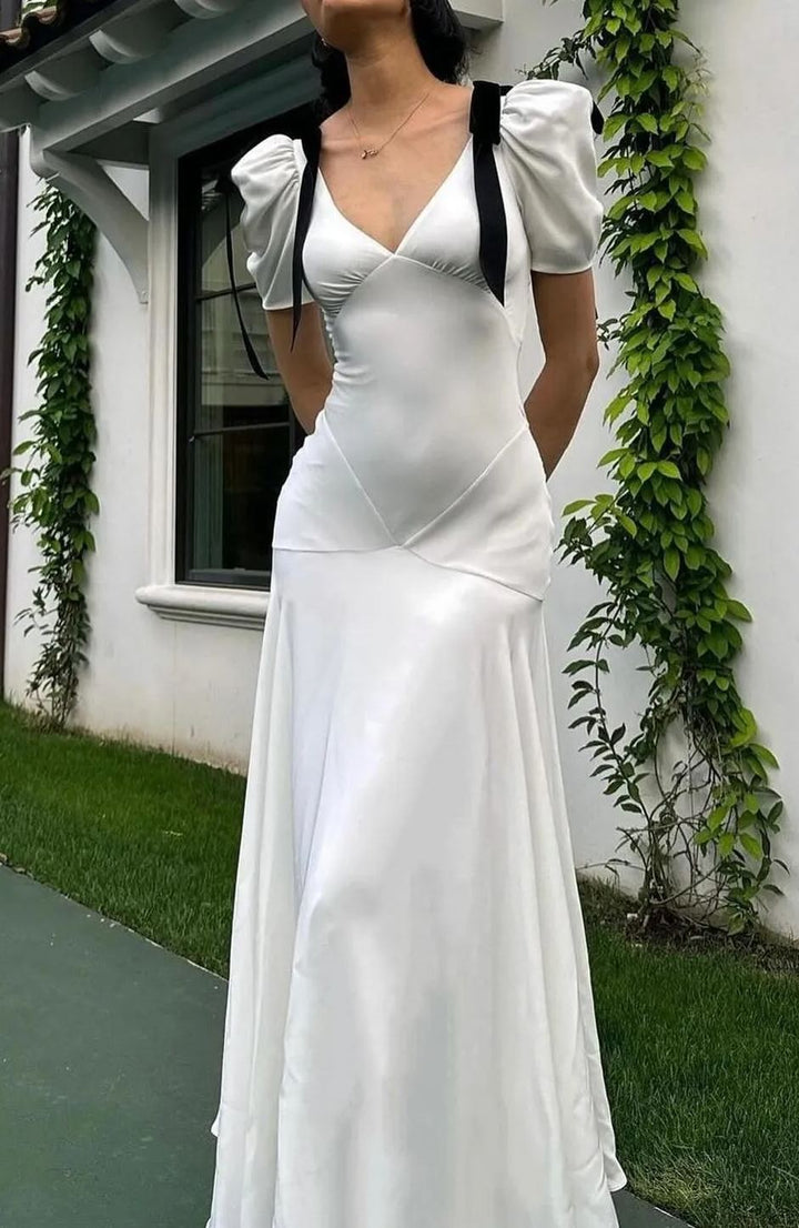 Lesley Papyonlu Puf Kol Maxi Elbise