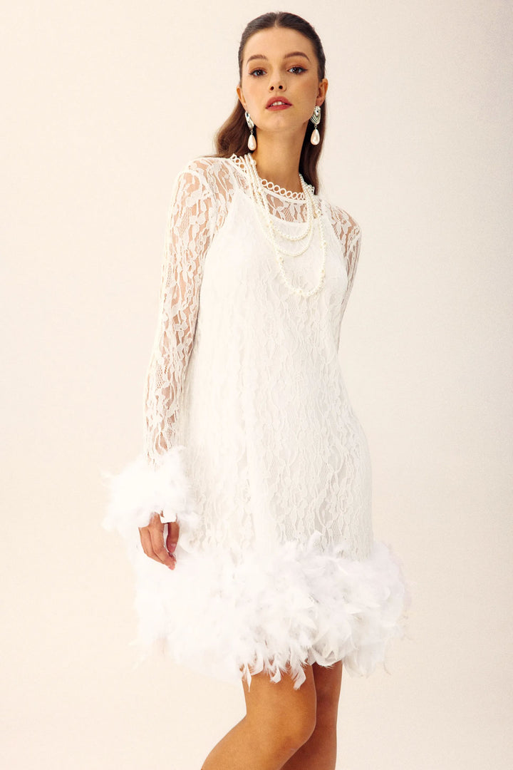 Patricia Tüy Uzun Kollu Mini Dantel Elbise