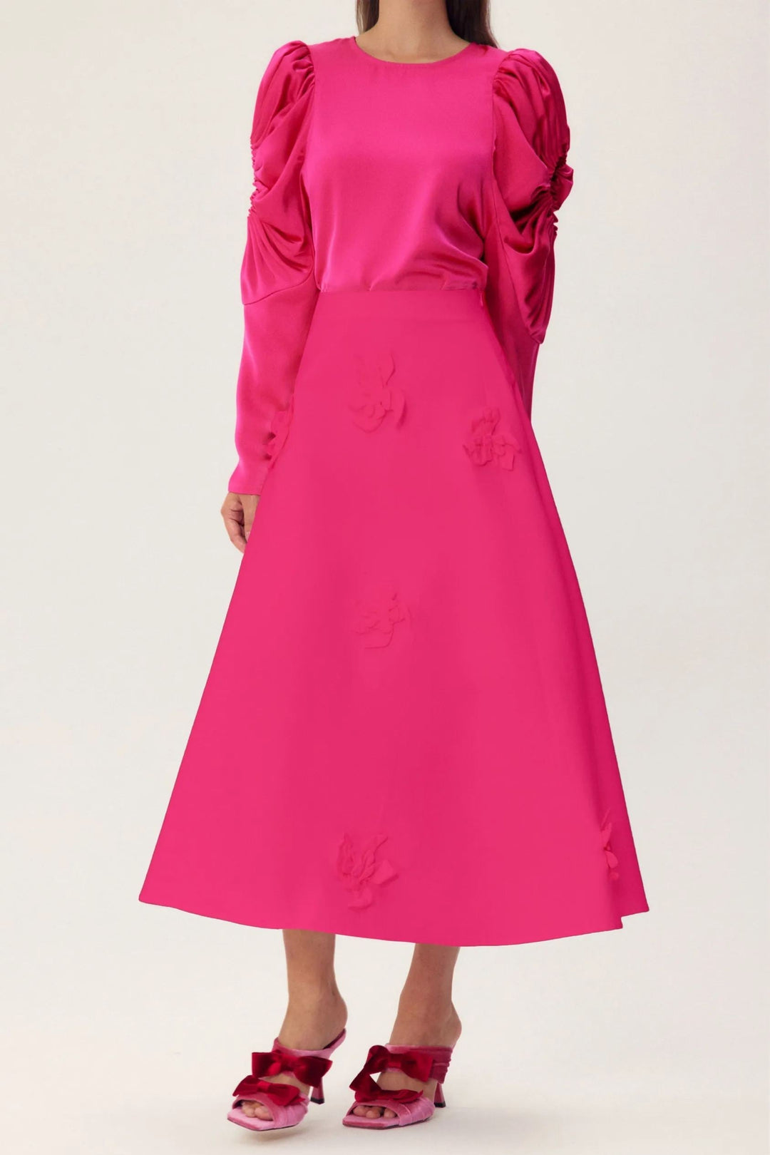 Una Çiçekli A Kesim Midi Etek