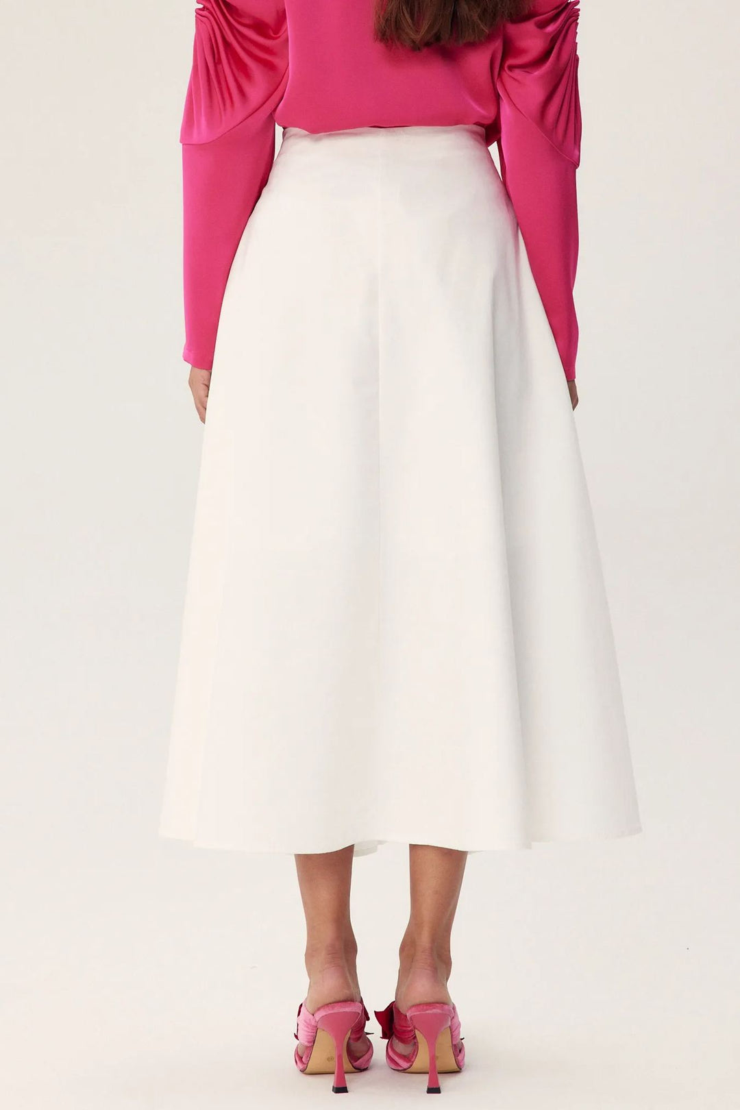 Una Çiçekli A Kesim Midi Etek