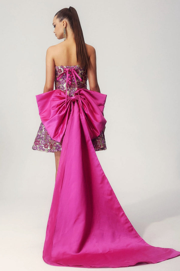 Madeline Çiçek Payet Ilmek Mini Elbise