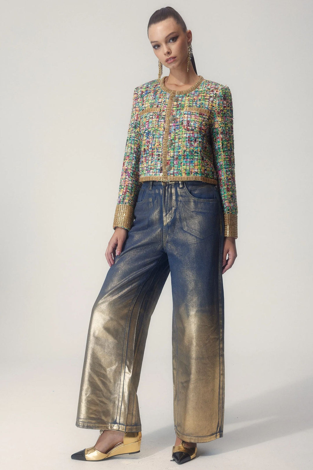 Valentina Baskılı Boncuk İşlemeli Ceket