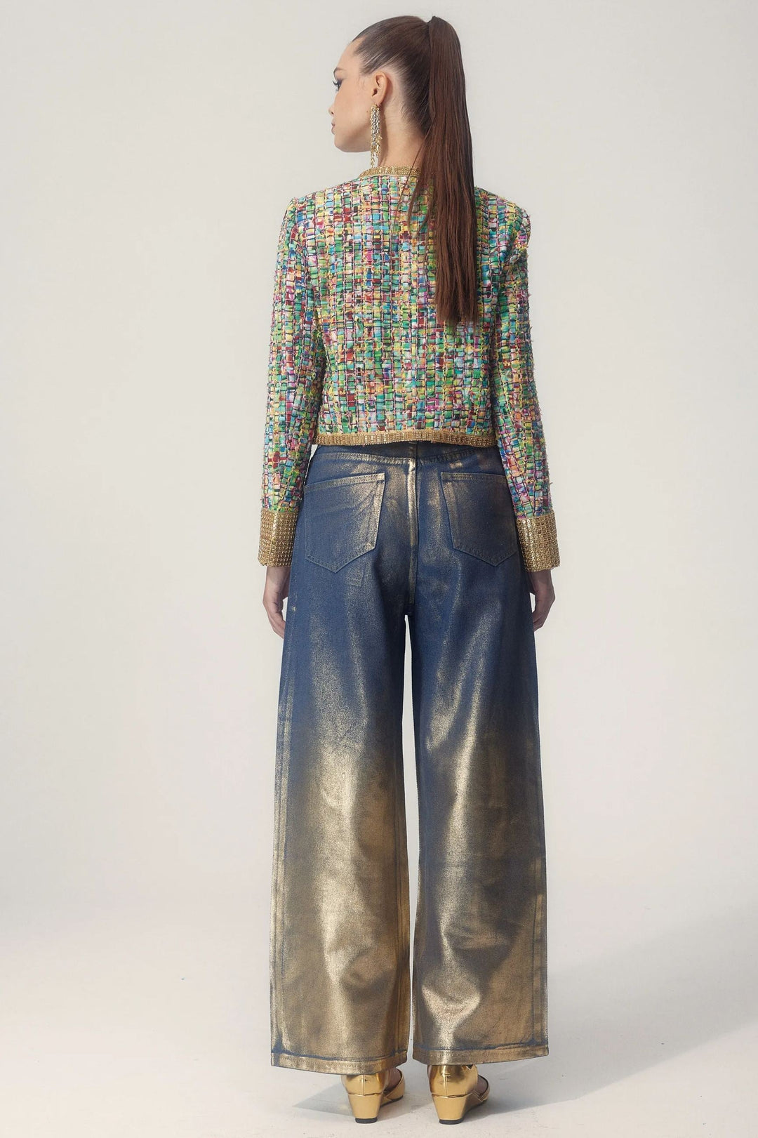 Valentina Baskılı Boncuk İşlemeli Ceket