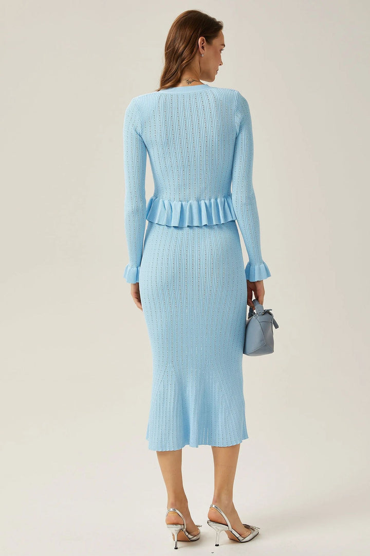 Miriam V Yaka Kloş Triko Etek Takım