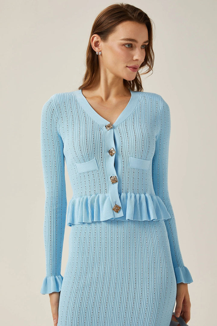 Miriam V Yaka Kloş Triko Etek Takım