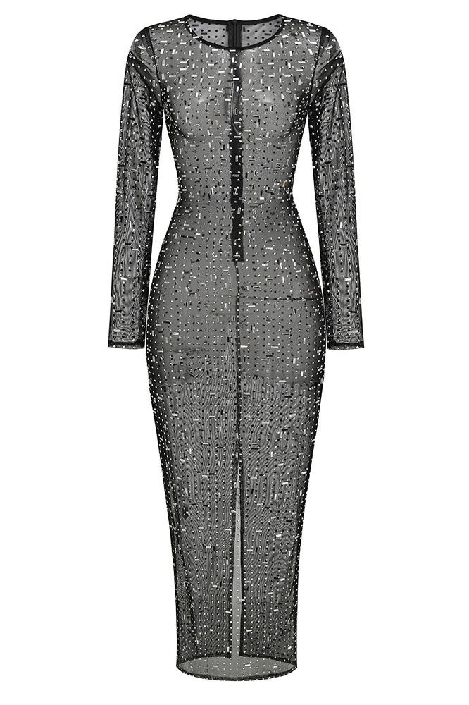 Ina Diamante File Yırtmaçlı Uzun Elbise