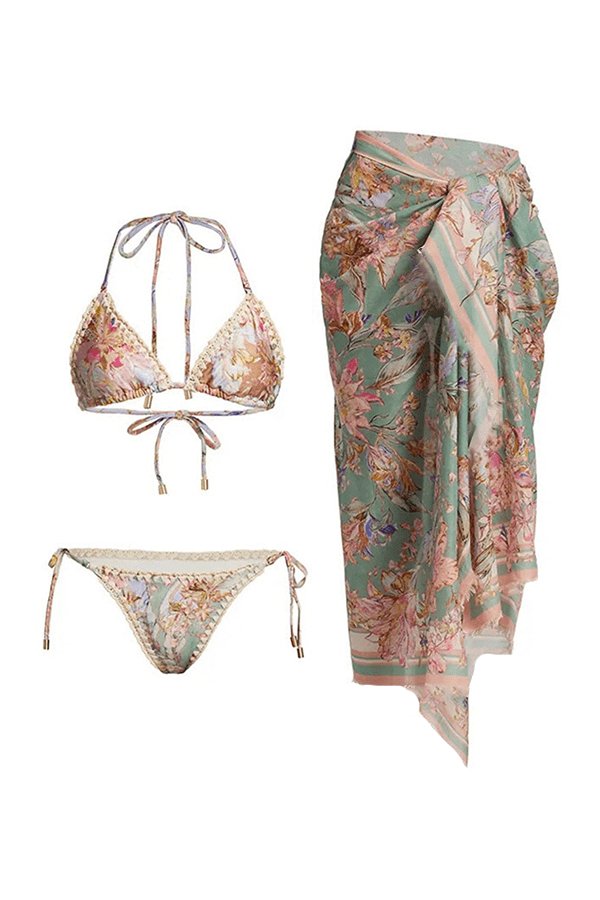 Izabella Baskılı Üçlü Bikini Takımı