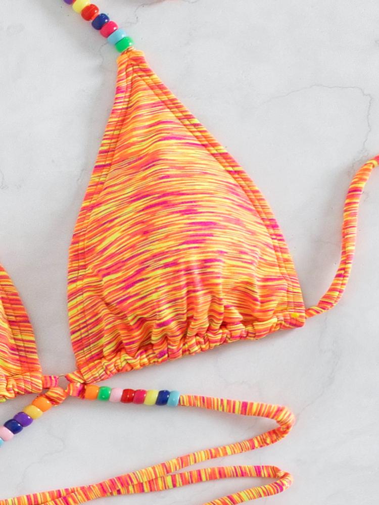 Yeşim Baskılı Boncuklu Bikini