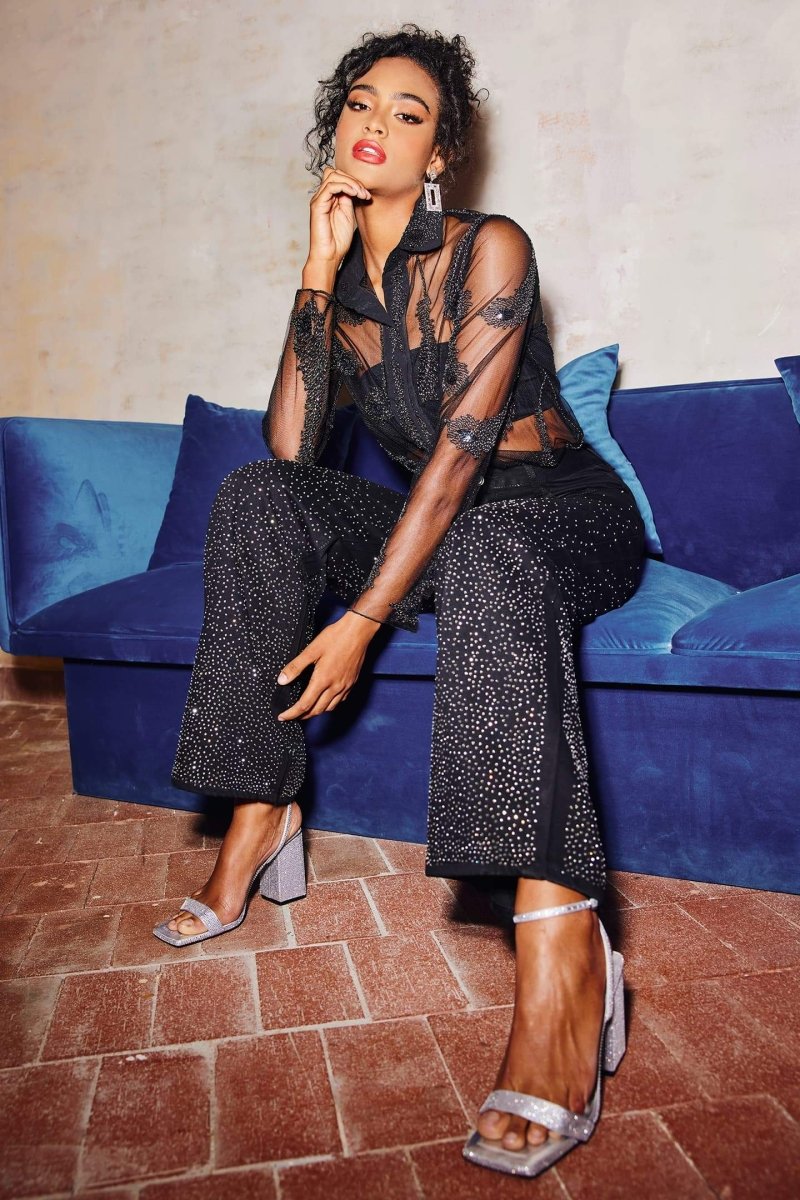 Janelle Taşlı Düz Paça Kot