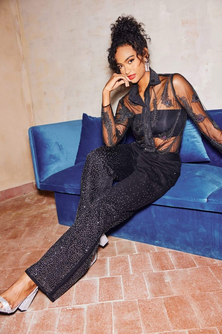 Janelle Taşlı Düz Paça Kot