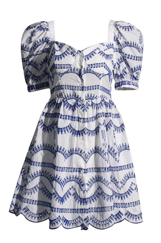 Janice İşlemeli Puf Kol Mini Elbise