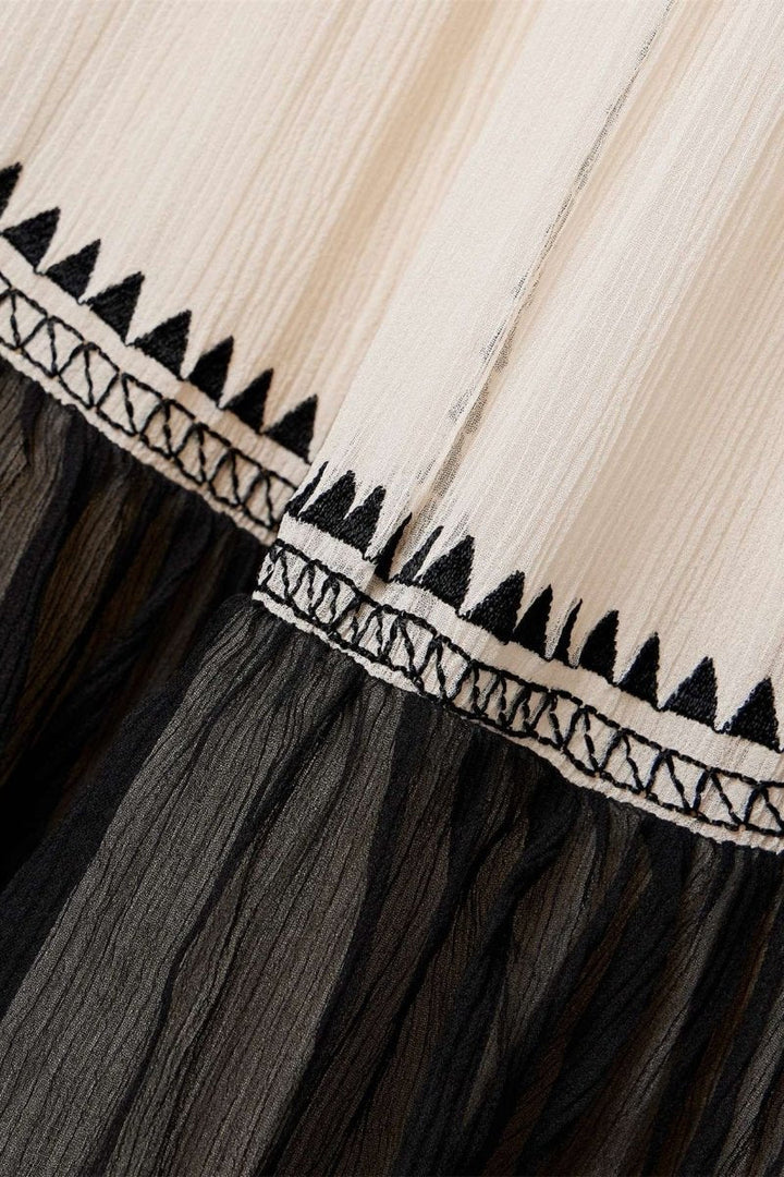 Jean Boyundan Bağlamalı Katlı Maxi Elbise