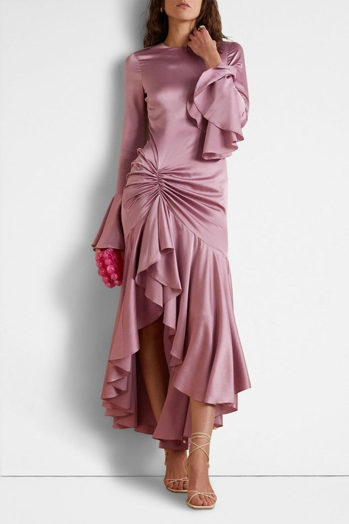 Jodie Büzgülü Flare Midi Elbise